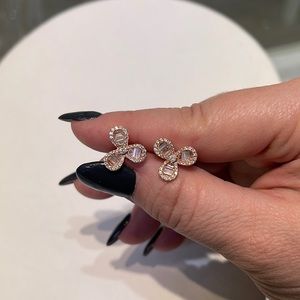 CZ baguette flower studs